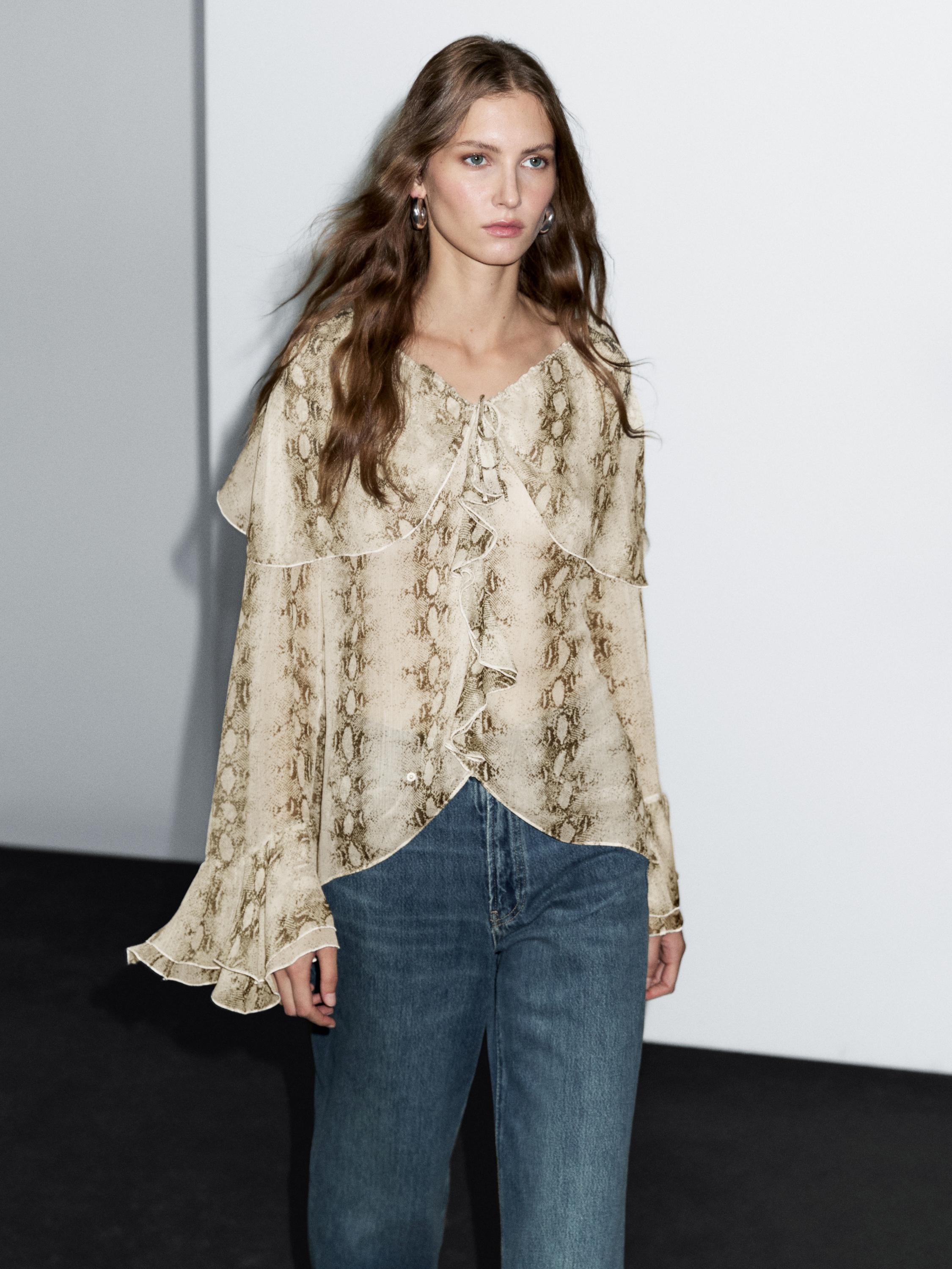 Chemisier serpent à volants